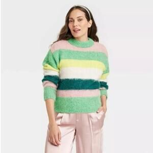 NWT A New Day pullover fuzzy striped sweater plus size 2X